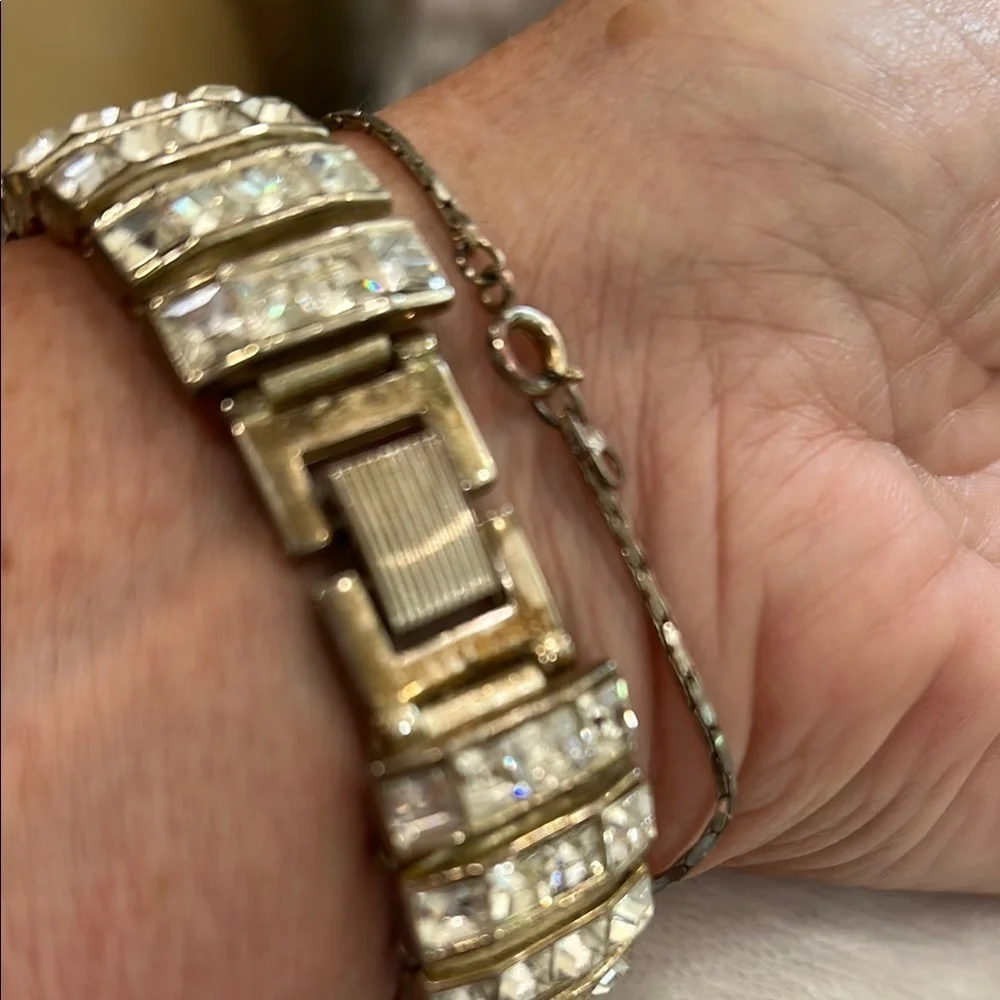 Vintage 90s Crystal Watch Bracelet Bling